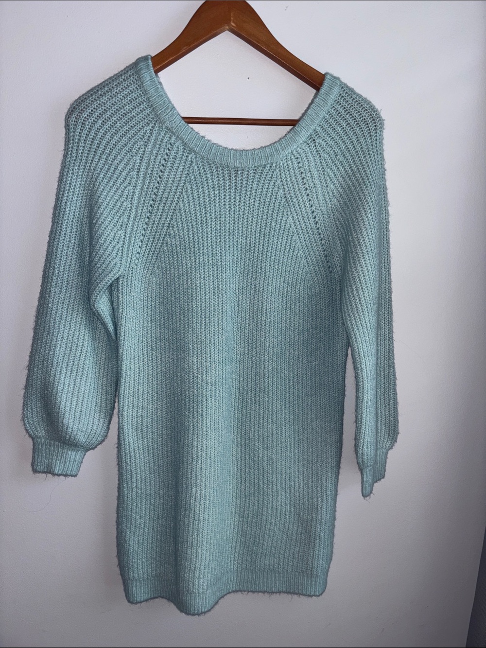 Light Blue Women's Cozy Knit Sweater Dress